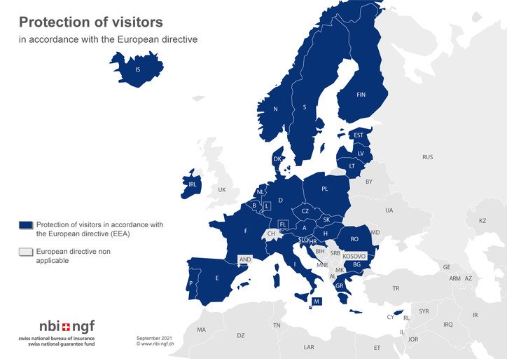 Country map: protection of visitors according to the European Directive