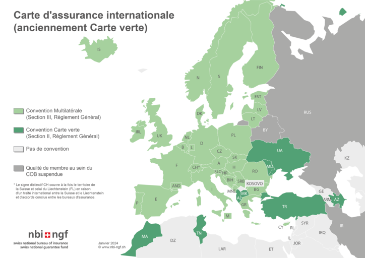 Aperçu des pays: Carte d'assurance internationale