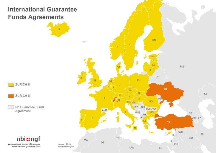 Map of European countries that have signed the ZURICH II and the ZURICH III Guarantee Funds Agreement.