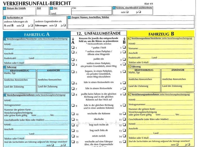 Muster Europäisches Unfallprotokoll