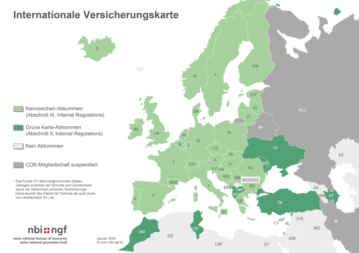 Länderübersicht Internationale Versicherungskarte